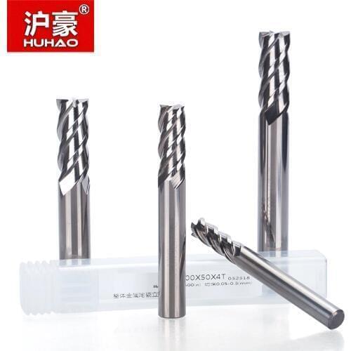 HUHAO 1PC HRC 65 Cermet 4 Flutes Spiral End Mill CNC High Wear Resistance Milling Cutter For Metal Finishing Steel