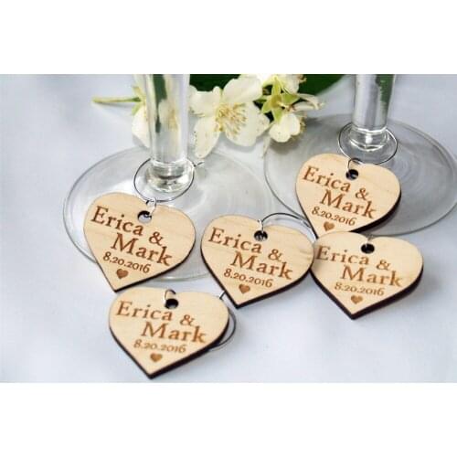 Personalized Wedding Wooden wine charms with name and date Wedding charms, Custom wine charm, Wedding favor