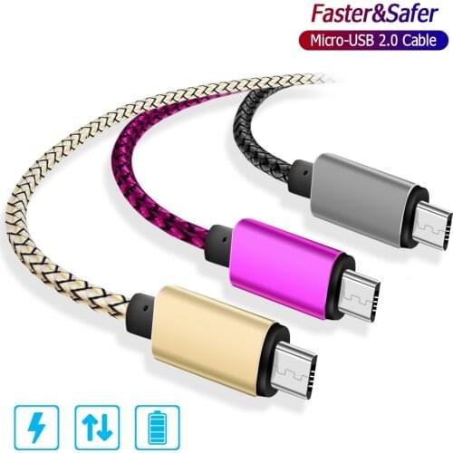 Nylon Braided Micro USB Cable Data Sync USB Charger Cable For Samsung Huawei Xiaomi Android Phone 1M/2M/3M Fast Charging Cables