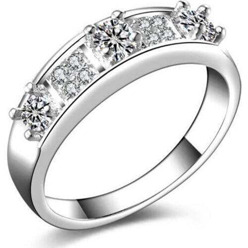 925 Silver colorRings Crystal Compatible With European Fit Original Wedding Brand Ring Jewelry Christmas Gift #164