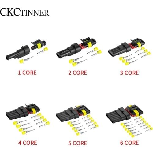 5 sets Kit 1P 2, P 3P 4P 5, P 6P AMP 1.5 male and female plug automotive waterproof connectors xenon lamp car connector