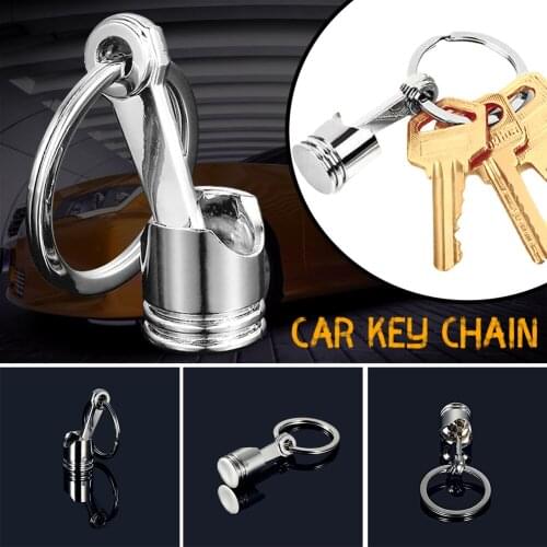Fancy Metal Piston Car Styling Creative Polished Silver Engine Piston Keychain Key Chain Ring Keyring Keyfob Car Accessories