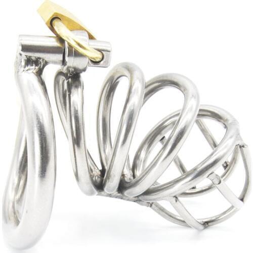 Stainless Steel Male Chastity device Adult Cock Cage With arc-shaped Cock Ring BDSM Sex Toy Bondage Men Chastity Belt A224-2