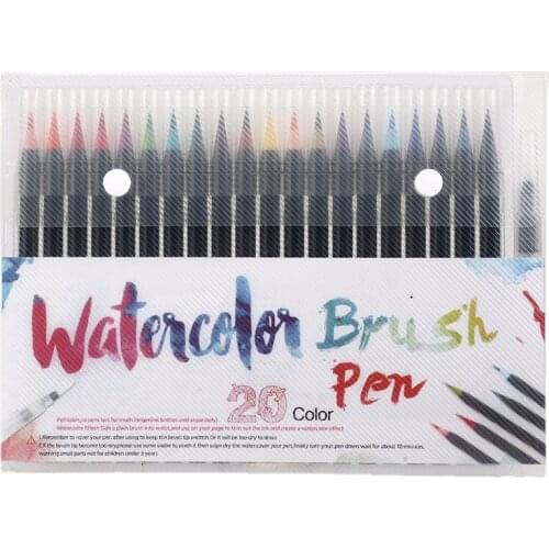 20PCS Art Marker Colors Watercolor Brush Pens for School Supplies Stationery Drawing Coloring Books Manga Calligraphy