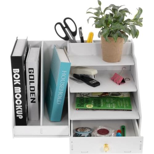 Home Office Desktop Document Letter File Storage Shelf Magazine Newspaper Stationery Organizer Holder Drawer Storage Pen Holder