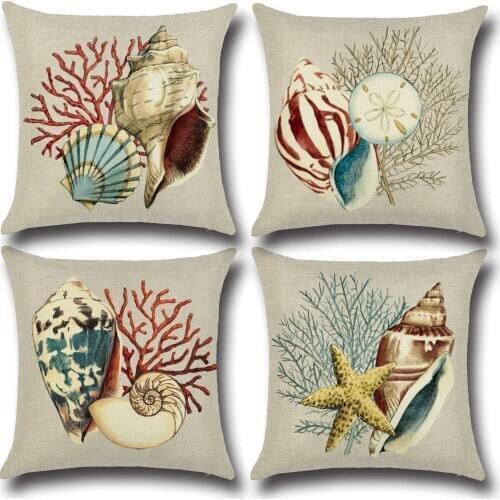 Blue Sea Style Printed Cushion Cover 45*45 Pillow Covers Pillowcase Sofa Cushions Pillow Cases Home Decor KD-0426