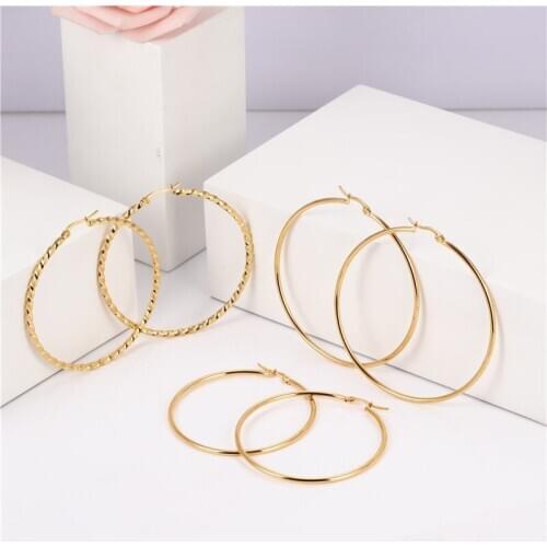 OUFEI New Earrings Sets Woman Hoop Earrings 2020 Fashion Jewelry Accessories Big Circle Charm Earring Stainless Steel Jewelry