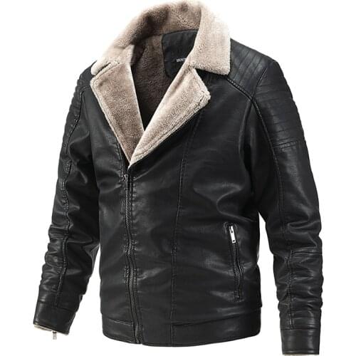 2021 New Autumn Winter PU Leather Jacket Men Wool Liner Thick Warm Windbreaker Leather Coat Men Jaqueta De Couro Biker Jacket