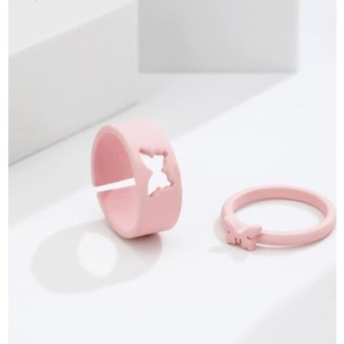New Popular Butterfly Rings Alloy Couple Rings Well-designed 2-piece Ring Set Couple Fashion Finger Jewelry Accessories