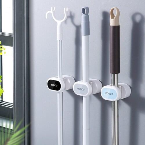 Kitchen and Bathroom Accessories Organizer Mop Holder Wall Mounted Household Adhesive Storage Broom Hanger Brush Hook Racks