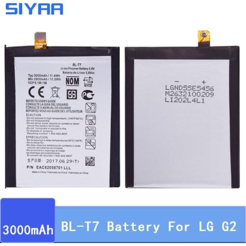 Original SIYAA BL-T7 Battery For LG Optimus G2 D802 D801 D800 LS980 VS980 Li-ion Battery 3000mAh Replacment Mobile Phone Bateria