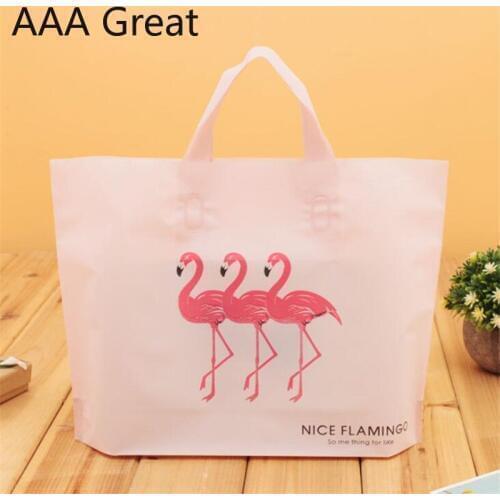 50pcs/Lot Supermarket Shopping Bag Plastic Bags With Handle Snack Boutique Clothing Milk Tea Packing Bags Pouches Shoe