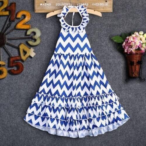 New 3 To 10 Years Kids Girls Halter Dress Stripe Wedding Maxi Long Holiday Dresses Sundress Outfits