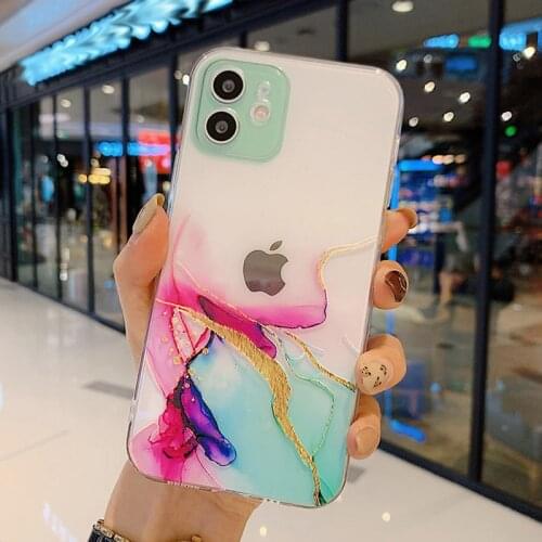 Watercolor Painting Shockproof Phone Cover For iPhone 12 Mini 11 Pro Max X XR XS Max 7 8 7Plus Soft Silicone TPU Cases