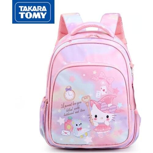 TAKARA TOMY Cartoon Hello Kitty Large Capacity Lightweight Backpack Simple and Fresh Childrens School Bag