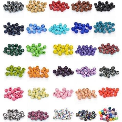 50pcs 10MM Clay Disco Ball Pave Crystal Beads Wholesale 33Colors In Total For Jewelry Making