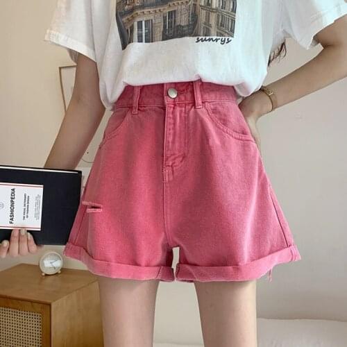 Women Chic Denim Shorts Classic Vintage High Waist Curled Leg Female Casual Summer Ladies BF Ins Shorts Jeans Women Ulzzang