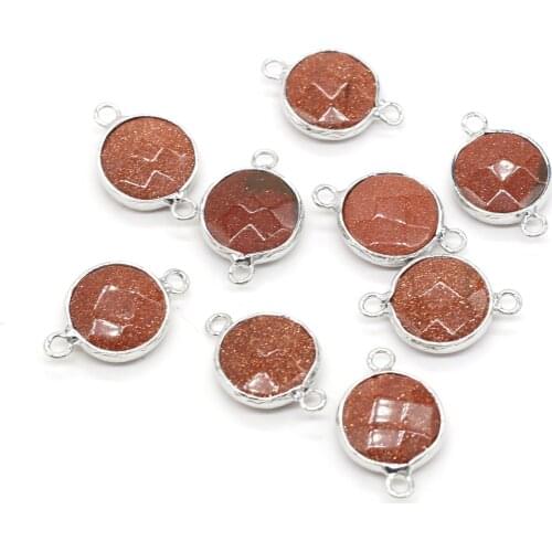 2pcs Natural Gold Sandstones Pendant Connector Section Irregural Agates Pendant Connector for Making Jewelry Necklace 15x24mm