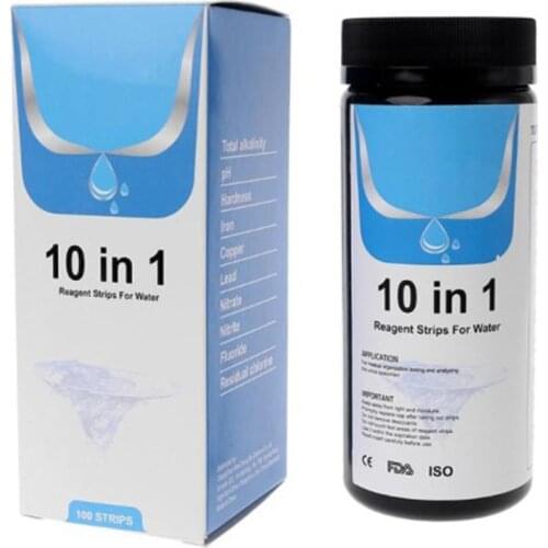 Upgraded Version 100 Water Test Strip Reagent Strip 10 In 1 Water Analysis Total Alkalinity PH Hardness Nitrate Test Paper