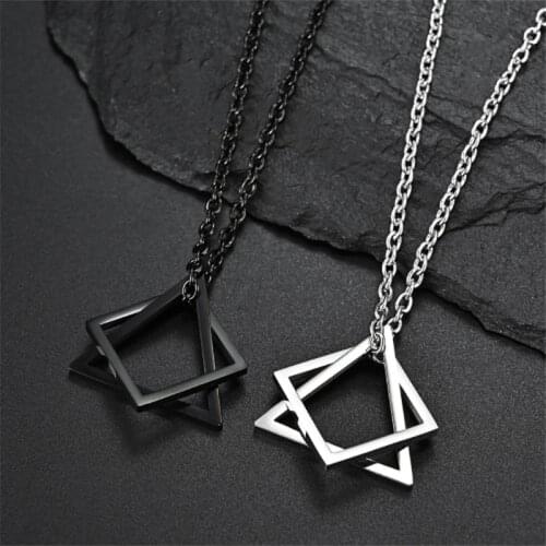 Creative Geometric Square Combination Mens Necklace Cold Wind Ins Hip Hop Men And Women Couple Pendant Wholesale