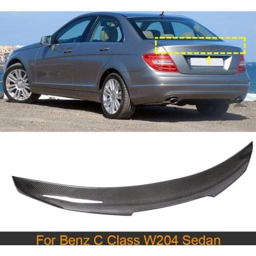 Carbon Fiber Rear Trunk Boot Lip Wing Spoiler For Mercedes-Benz C Class W204 Sedan 4 Door 2007-2014 Car Rear Trunk Spoiler Wing