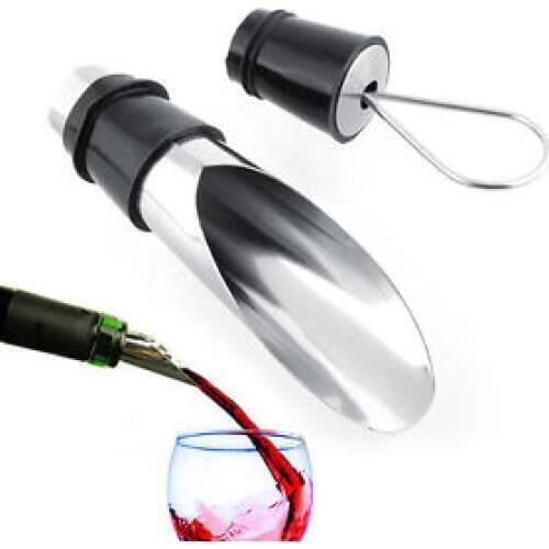 Vacuum Sealed Pumps Red Wine Bottle Stopper Cap Funnel Pourer Stainless Steel +Z