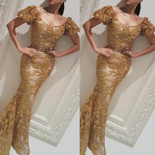 SuperKimJo Robe De Soiree Sparkly Evening Dresses Long Mermaid Elegant Muslim Modest Evening Gown Vestido De Festa De Longo