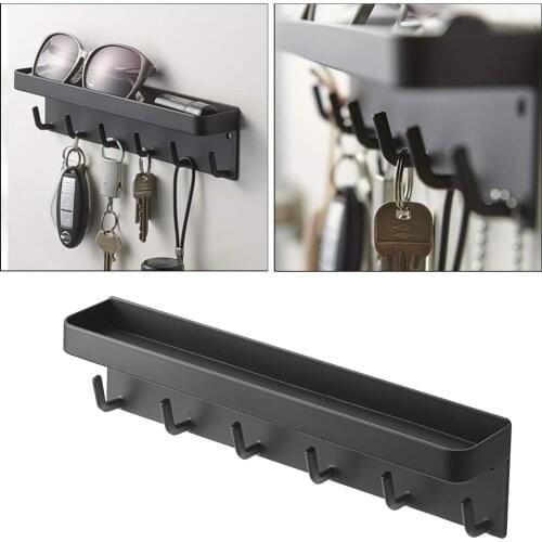 Wrought Iron Coat Hanger Holder 6 Hooks Household Kitchen Entryway Storage Organiser for Hanging Coats Clothes Jacket Hats