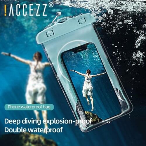 !ACCEZZ Waterproof Phone Case Drift Diving Swimming Bag Underwater Dry Bag Cover For iPhone 12 Samsung Xiaomi Water proof Cases