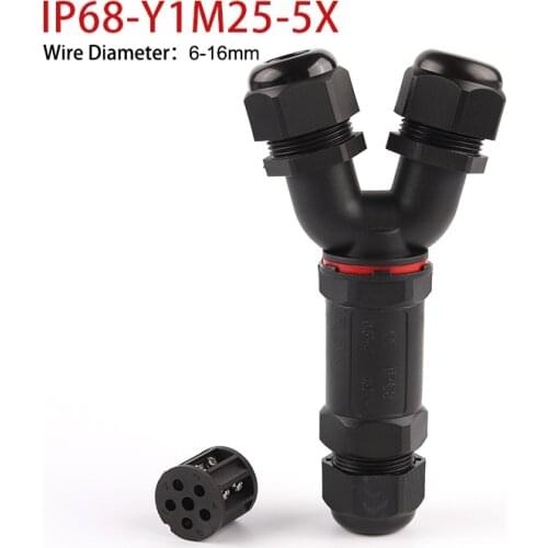 IP68 Waterproof Connector Y type 5 Pin Electrical Adapter Wire Connector Screw Pin connector LED Light Outdoor Connection