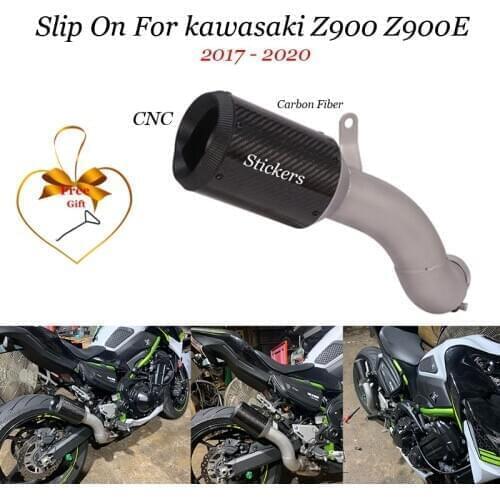 Slip On For Kawasaki Z900 Z900E 2017 - 2020 Motorcycle Race Exhaust Modify Carbon Fiber Muffler Db Killer Link Pipe