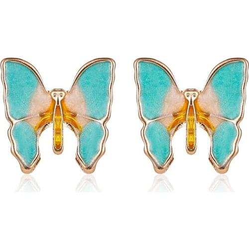 New Fashion Jewelry Women Oil Painting Texture Butterfly Earring Girl Ancient Style Gradient Butterfly Wings Stud Earring