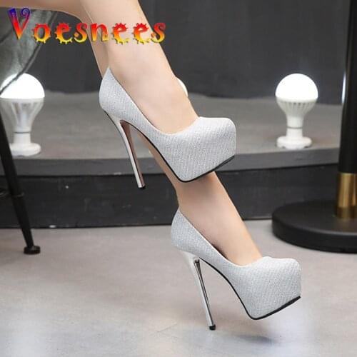 Women Pumps Stiletto Pumps Shoes Ladies Nightclub Round head Shallow Platform Slip On Party Shoes Model T Stage Catwalk Shoes