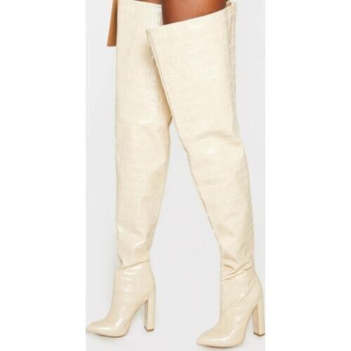 Stiletto Stone Print Women Long Winter Boots Customized Big Size 43 Great Quality Thigh High Boots Ladys Over Knee High Boots