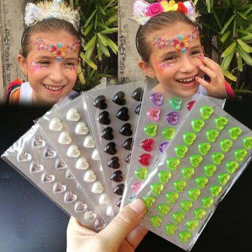 1PCS 3D Self-Adhesive Love Heart Design Fashion Body Face Stickers Gems Rhinestone Jewels Accessories Party Festival