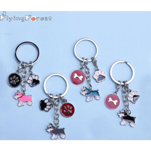 2019 DIY Women Fashion Schnauzer dog Tag key Car Key Chain For Pet Lovers Dog Animal Charms Keyring Men Female Metal pendants