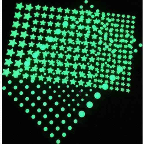 202Pcs Fluorescent Wall Sticker Glow In Dark Decal Stickers Stars Dots Bubble 3D Bedroom Ornament Luminous DIY Kids Room Decor