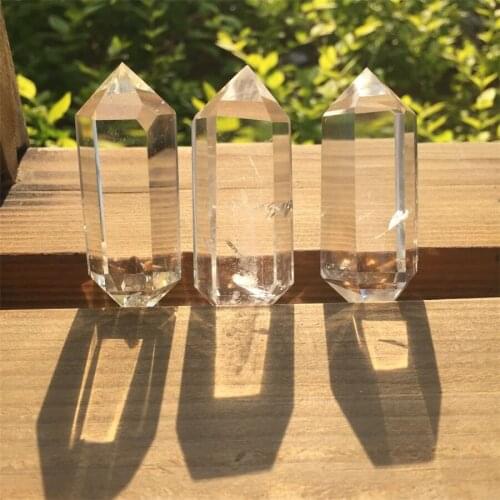 3pcs transparent clear quartz crystal wand double points reiki healing as gift for meditation