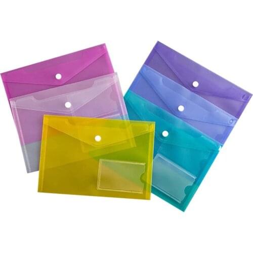 5pcs/Set A5 Poly Envelope Folder with Snap Button Clear Waterproof Plastic Document Protector Organizer for School Home Office
