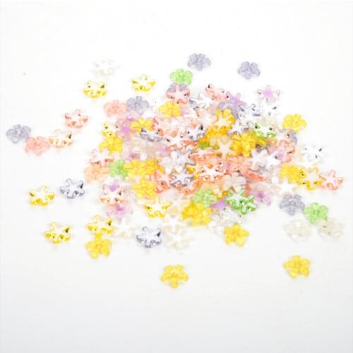 50Pcs 10mm Mixed Blings Flower Resin Decoration Crafts Flatback Cabochon Embellishments For Scrapbooking Beads Diy Accessories