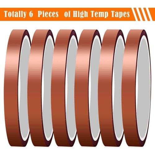6Pcs High Temperature Heat Insulation Tape Thermal Insulation Tape Polyimide Waterproof Adhesive Tape 3D Printing Board Protect
