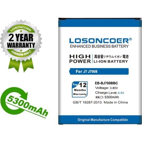 LOSONCOER Battery 5300mAh EB-BJ700BBC For Samsung GALAXY J7 J7008 J700F SM-J7008 J7000 J700 ON7 G6000 Battery