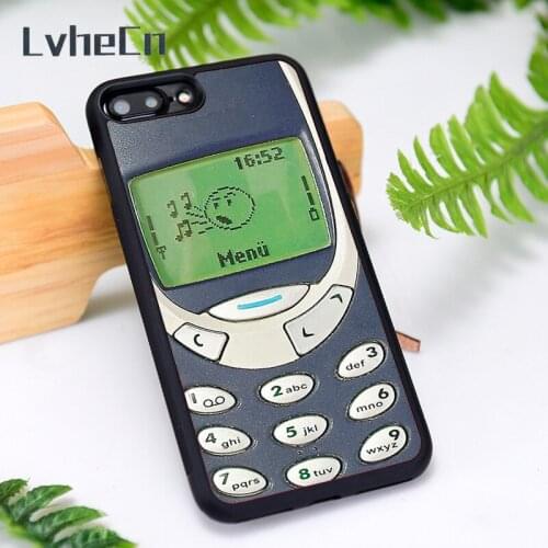 LvheCn Silicone Rubber Phone Case Cover for iPhone 6 6S 7 8 Plus X XS XR 11 12 Mini Pro Max Old Mobile Prank Retro Printed