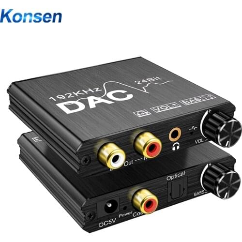 DAC 192KHz 24Bit Digital to Analog Audio Converter Coaxial SPDIF Optical To 3.5MM L/R RCA Subwoofer Adapter For TV PS4