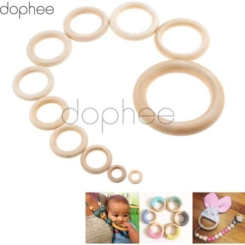 Dophee 1-100pcs Wooden Rings 15mm-100mm Unfinished Hoops For Necklace Jewelry Making Teething Toys Pacifier Holders