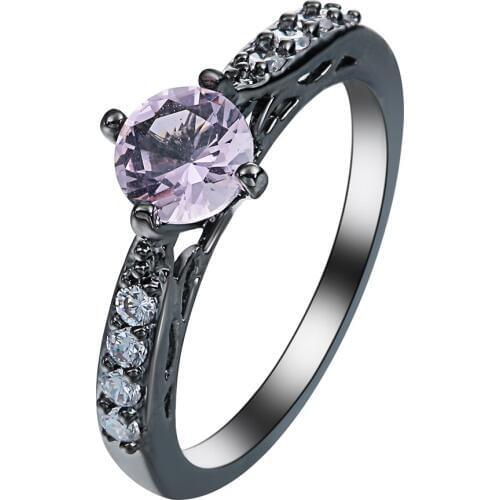 Hainon Black Gold Color Women Wedding Band Luxury Engagement Ring Micro Paved Pink cz Jewelry Elegant Fashion Thin Rings