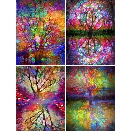 KAMY YI Color Tree Shadow Diamond Painting Landscape Cross Stitch 5D Diy Full Diamond Embroidered Mosaic Home Decoration