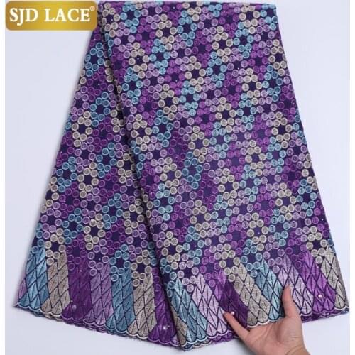 SJD LACE Purple Swiss Voile Lace In Switzerland High Quality Embroidery African Dry Lace Fabric For Wedding Party MaterialsA2214