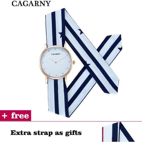 Cagarny Fashion Womens Bracelet Watches Women Creative Fabric Strap Ladies Quartz Wristwatches Ultra-thin Students XFCS Gifts