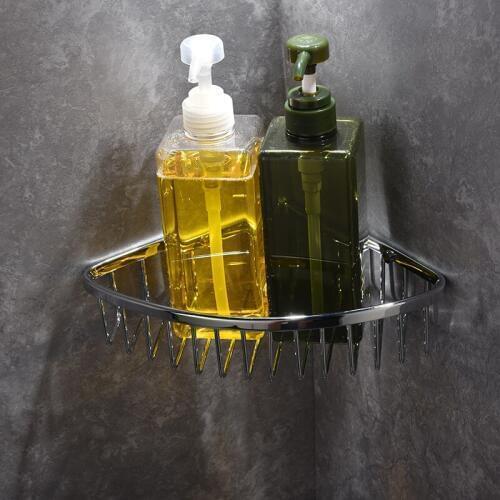 All brass Triangle Bathroom basket Chrome shower room shelf shower jell holder shampoo rack bathroom hardware accessory